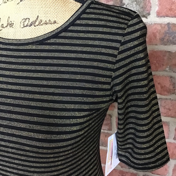 LuLaRoe Julia Dress XS 2-4 New With Tags Elegant Collection Metallic Gold Black - Picture 5 of 9